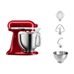 Kitchenaid  Artisan Premium - Planetaria con testa reclinabile 4,8 L - Colore: rosso mela metallizzato - Mod. 5KSM185PSECA - immagine 3