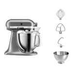 Kitchenaid  Artisan Premium - Planetaria con testa reclinabile 4,8 L - Colore: Argento Medaglia - Mod. 5KSM185PSEMS - immagine 3