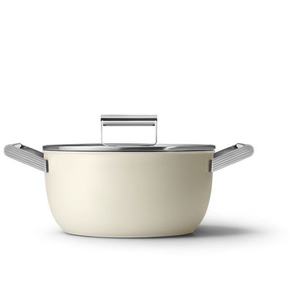 Smeg Cookware Casseruola bassa 2 manici con coperchio - colore Panna - immagine 5