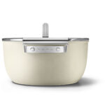 Smeg Cookware Casseruola bassa 2 manici con coperchio - colore Panna - immagine 2