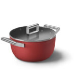Smeg Cookware Casseruola bassa 2 manici con coperchio - colore Rosso
