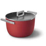 Smeg Cookware Casseruola alta 2 manici con coperchio - colore Rosso
