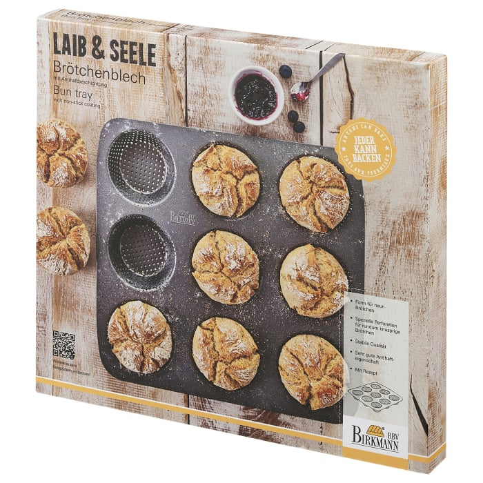 210226_Birkmann_Broetchen-Blech-Laib-und-Seele_1_4_11 BIRKMANN - "Laib & Seel" - Teglia antiaderente forata per 9 panini - immagine 1