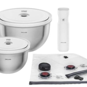 ZWILLING - Fresh & Save Bowls - Set Ciotole in acciaio inox M/L - 9Pz. - Colore Bianco/ Grigio