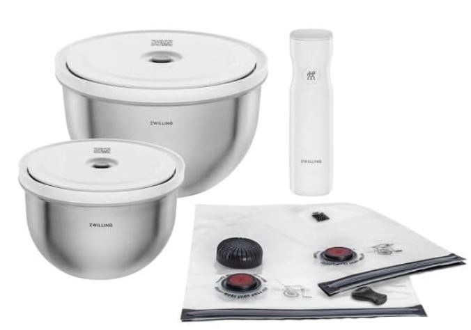z ZWILLING - Fresh & Save Bowls - Set Ciotole in acciaio inox M/L - 9Pz. - Colore Bianco/ Grigio - immagine 1